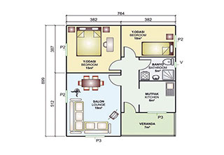 Prefabrik Ev Tek Katlı 68 m² Prefabrik Ev Tek Katlı 68 m²