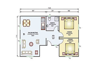 Prefabrik Ev Tek Katlı 73 m² Prefabrik Ev Tek Katlı 73 m²
